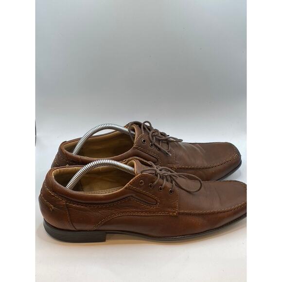 RUOSH Men's Brown Leather Round-Toe Lace-Up Low-Top Loafers SZ UK9 (US10) - Picture 1 of 9